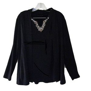 Knit Cardigan and Tank Set with Rhinestone Collar